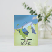 Brunei Reisposter kaart (Staand voorkant)
