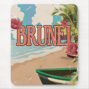 Brunei vintage reis poster art. muismat