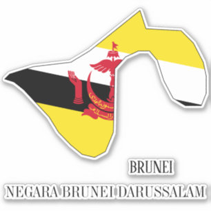 Brunei Vlag Charmante Patriottische Kaart Sticker