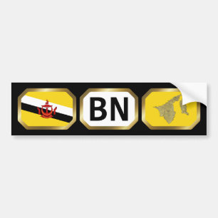 Brunei-vlag kaart code bumpersticker
