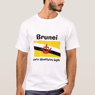 Brunei Vlag + Kaart + Tekst T-shirt