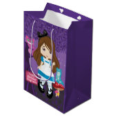Brunette Alice in Wonderland Personalized Medium Cadeauzakje (Voorkant Gekanteld)