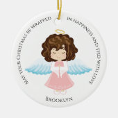 Brunette Angel Ceramic Ornament (Voorkant)