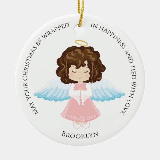 Brunette Angel Ceramic Ornament (Voorkant)