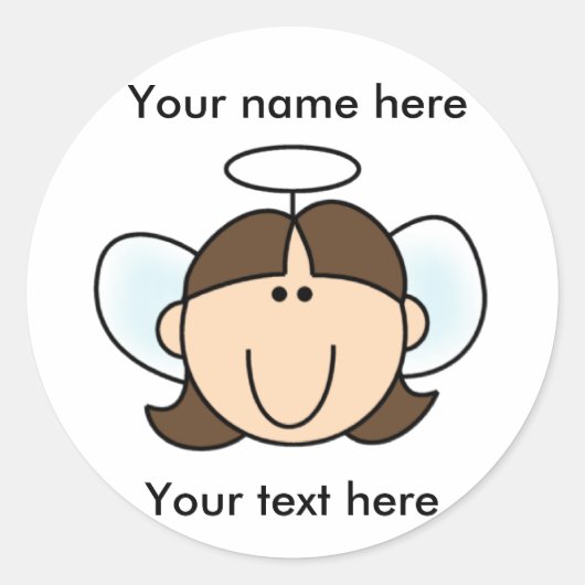 Brunette Angel Ronde Sticker (Voorkant)