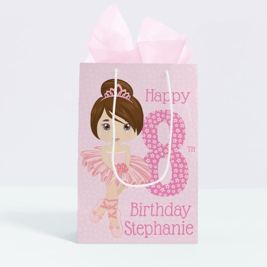 Brunette Anniversaire Ballerina Moyen Cadeau Sac