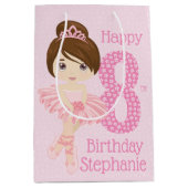 Brunette Anniversaire Ballerina Moyen Cadeau Sac (Devant)