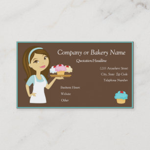 Brunette/Aqua Cupcake Baker/Bakkerij Visitekaartje