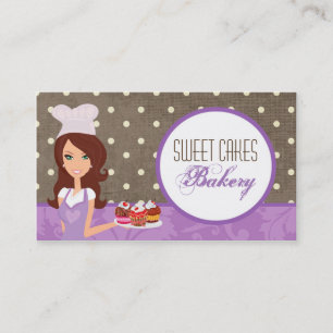 Brunette Baker Paarse Brow Cup Cakes Visitekaartje