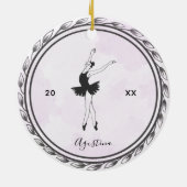 Brunette Balerina Silhouette Ballet Dancer Name Keramisch Ornament (Achterkant)