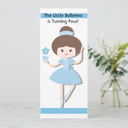 Brunette Ballerina Aangepaste Uitnodiging Verjaard (Staand voorkant)