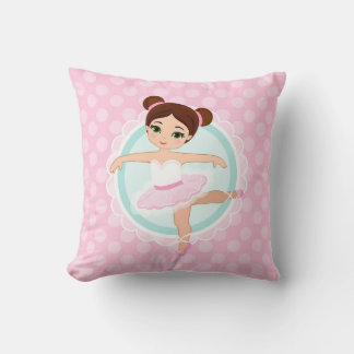 Brunette Ballerina - Roze Ballet Dancer Girl Kussen