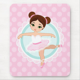Brunette Ballerina - Roze Ballet Dancer Girl Muismat