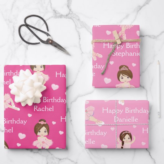 Brunette Ballerina Wrapping Paper Sheets (Voorkant)