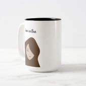Brunette Beauty: aanpasbare meisjesillustratie Mu Tweekleurige Koffiemok (Voorkant links)
