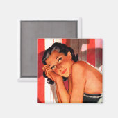  Brunette Beauty Pinup Magneet (Voorkant / Achterkant)