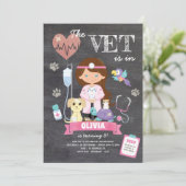 Brunette Blue Eyes Chalkboard Vet Verjaardagsfeest Kaart (Staand voorkant)