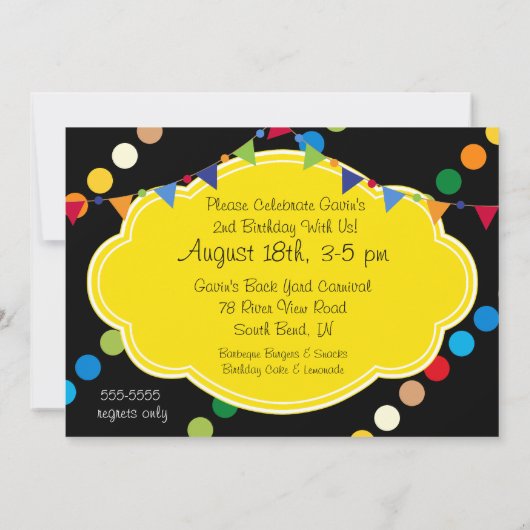 Brunette Boy Carousel Birthday 5x7 Uitnodiging (Achterkant)