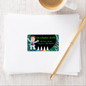 Brunette Boy Mad Scientifique Étiquettes de adress (En situation)