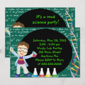 Brunette Boy Scientifique Invitation à la fête d'a (Devant / Derrière)