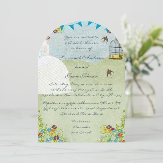 Brunette Bride Bunting Invitations de douche nupti (Debout devant)
