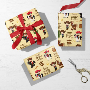 Brunette Cowboy Feuille de papier d'enveloppement