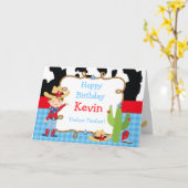 Brunette Cowboy Westerne Birthday Party Kaart (Gele Bloem)