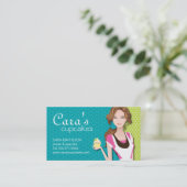 Brunette Cupcake Girl Visitekaartjes (Staand voorkant)