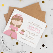 Brunette Cupcake Prinses Verjaardagsfeest Kaart