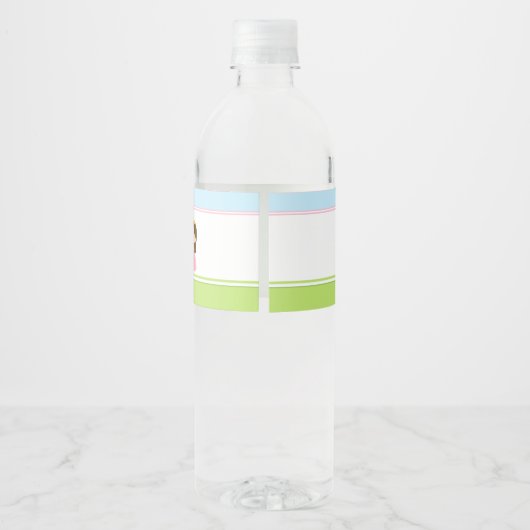 Brunette Cute Princess and Dragon Birthday Party Waterfles Etiket (Achterkant)