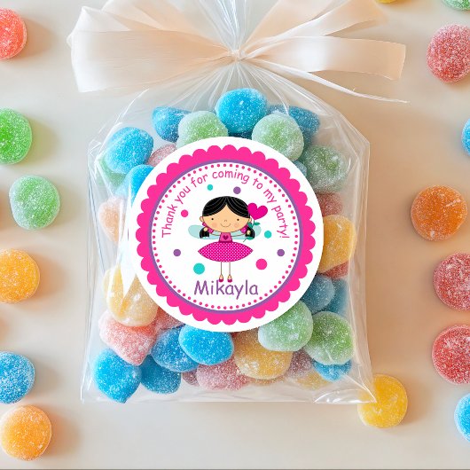 Brunette Fairy Princess Sticker d'anniversaire