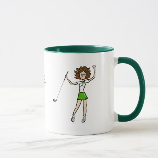 Brunette Femme Golfeuse Mug (Droite)