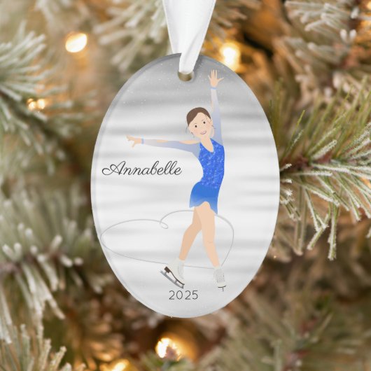 Brunette Figuur Skater in Blue Ornament (Boom)