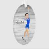 Brunette Figuur Skater in Blue Ornament (voorkant)