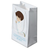 Brunette First Communion Boy Small Gift Bag Klein Cadeauzakje (Achterkant Gekanteld)
