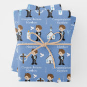 Brunette First Communion Boy Wrapper Feuilles Papi (En situation)