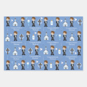 Brunette First Communion Boy Wrapping Paper Sheets (Voorkant 2)