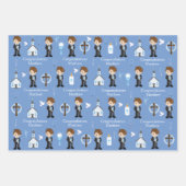 Brunette First Communion Boy Wrapping Paper Sheets (Voorkant)