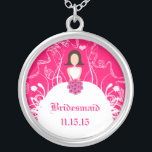 Brunette Fuchsia Mariage Bridesmaid Collier<br><div class="desc">Colliers de conservation Choisissez soit Silver Plated Gold Finish ou Sterling Silver Unique Personnalisé! st Christmas Cadeau Mariage Keepsaké Wedding Party Colliers - pour changer la couleur arrière - plan - cliquez sur personnaliser - cliquez sur modifier - choisissez l'outil dernier dans le menu déroulant et choisissez l'une des couleurs...</div>