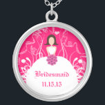 Brunette Fuchsia Mariage Bridesmaid Collier<br><div class="desc">Colliers de conservation Choisissez soit Silver Plated Gold Finish ou Sterling Silver Unique Personnalisé! st Christmas Cadeau Mariage Keepsaké Wedding Party Colliers - pour changer la couleur arrière - plan - cliquez sur personnaliser - cliquez sur modifier - choisissez l'outil dernier dans le menu déroulant et choisissez l'une des couleurs...</div>