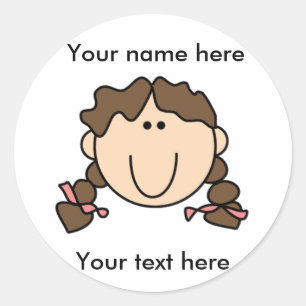  Brunette Girl met Braids Ronde Sticker