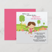 Brunette Girl Skating Birthday Party Invitation Kaart (Voorkant / Achterkant)