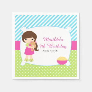 Brunette Girl Slumber Party Servet