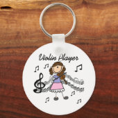 Brunette Girl Violin Player Sleutelhanger (Voorkant)