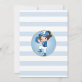 Brunette Girls Blue Softball Invitation Anniversai (Dos)