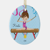 Brunette Gymnast Gymnastics kerstversiering Keramisch Ornament (Rechts)