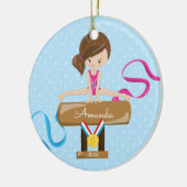 Brunette Gymnast Gymnastiek Kerst Ornament (Links)