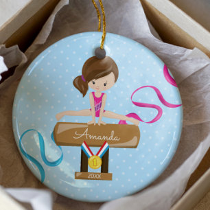 Brunette Gymnaste Gymnastique Ornement de Noël