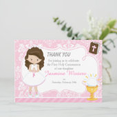 Brunette Hair Girl First Communion Merci (Debout devant)