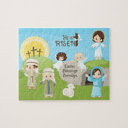 Brunette He is Risen Easter Legpuzzel (Horizontaal)